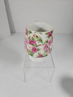 VTG YOKO BOEKI Pink Carnation Floral Tea Coffee Mugs Heart Handle Japan Set Of 3 - Thumbnail 5