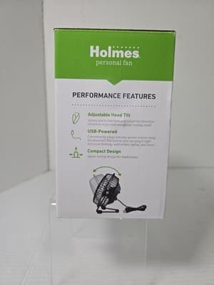 Holmes 4" USB Powered Adjustable Head Personal Desk Fan Black 32510033 12060 - Thumbnail 3