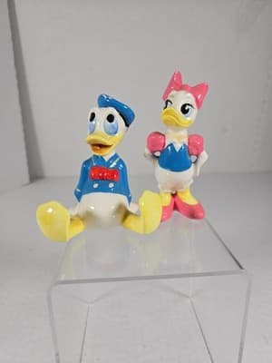 Vintage Disney Donald & Daisy Duck Ceramic Porcelain Figurines Japan - Image 1
