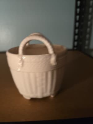 Tiffany & Co Vintage 60’s Ceramic Weaved Basket Footed 4” White Stamped EUC - Thumbnail 4
