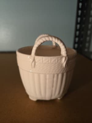 Tiffany & Co Vintage 60’s Ceramic Weaved Basket Footed 4” White Stamped EUC - Thumbnail 2