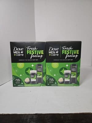 2 Dove Men+Care Extra Fresh Festive Body Wash Deodorant, Shower 3 Piece Gift Set - Image 1