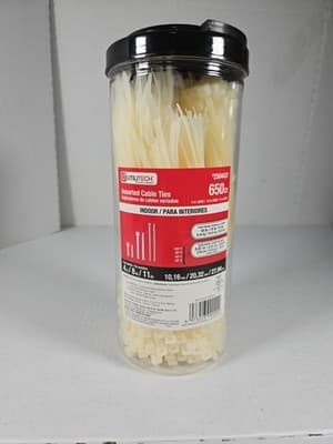 UTILITECH ASSORTED CABLE / ZIP TIES WHITE 4" 8" & 11" 650ct NEW - Image 1