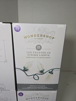 4 Pc Wondershop 25ct C9 Faceted Christmas String Lights Warm White w/ Green Wire - Thumbnail 3