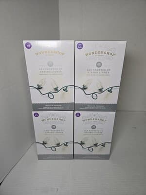 4 Pc Wondershop 25ct C9 Faceted Christmas String Lights Warm White w/ Green Wire - Image 1
