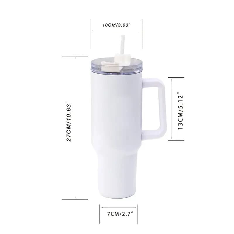 40oz Stainless Steel Vacuum Insulated Travel Tumbler With Handle And Straw NEW - Thumbnail 2