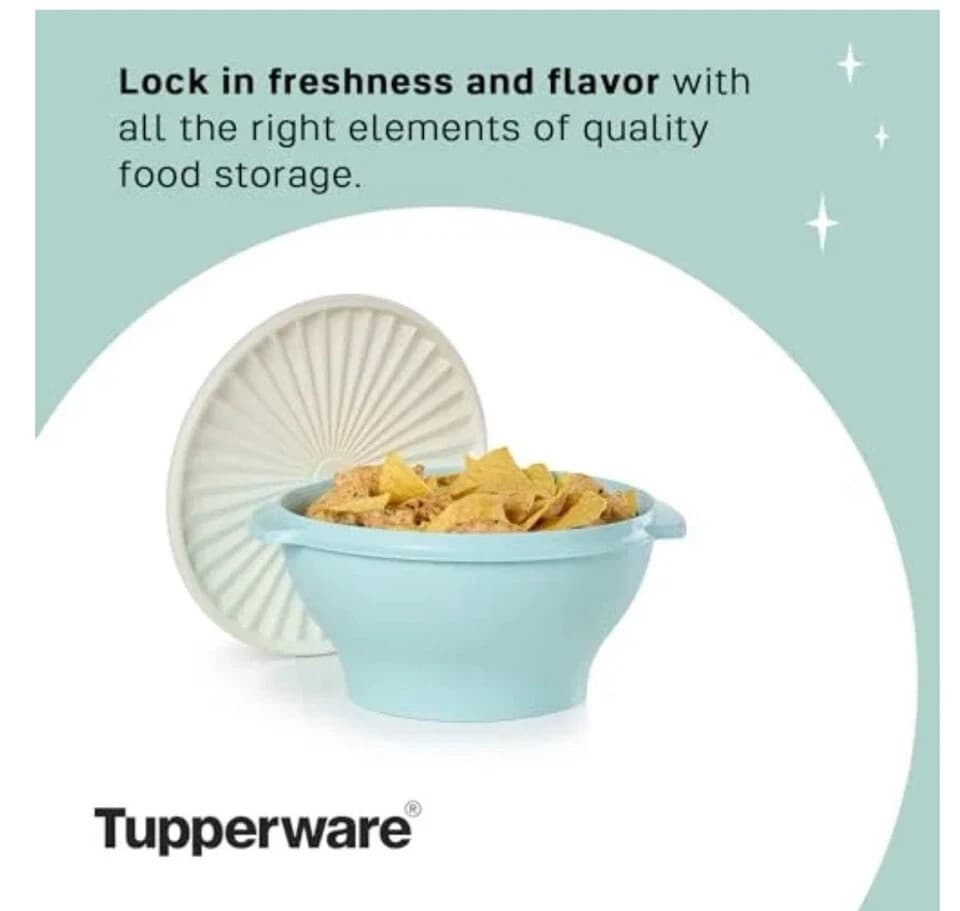 Tupperware Servalier Salad Large Serving Bowl 17 Cup Vintage Green NEW - Thumbnail 3