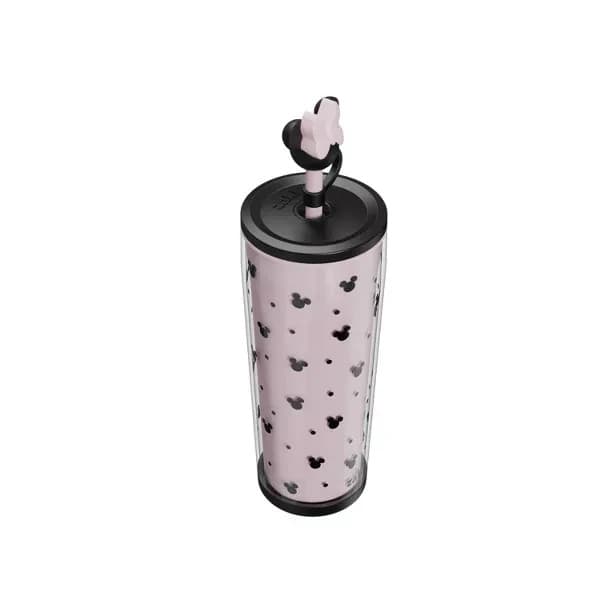 Zak Designs 25oz Minnie Mouse Double-Wall Plastic Straw Tumbler with Topper NEW - Thumbnail 2
