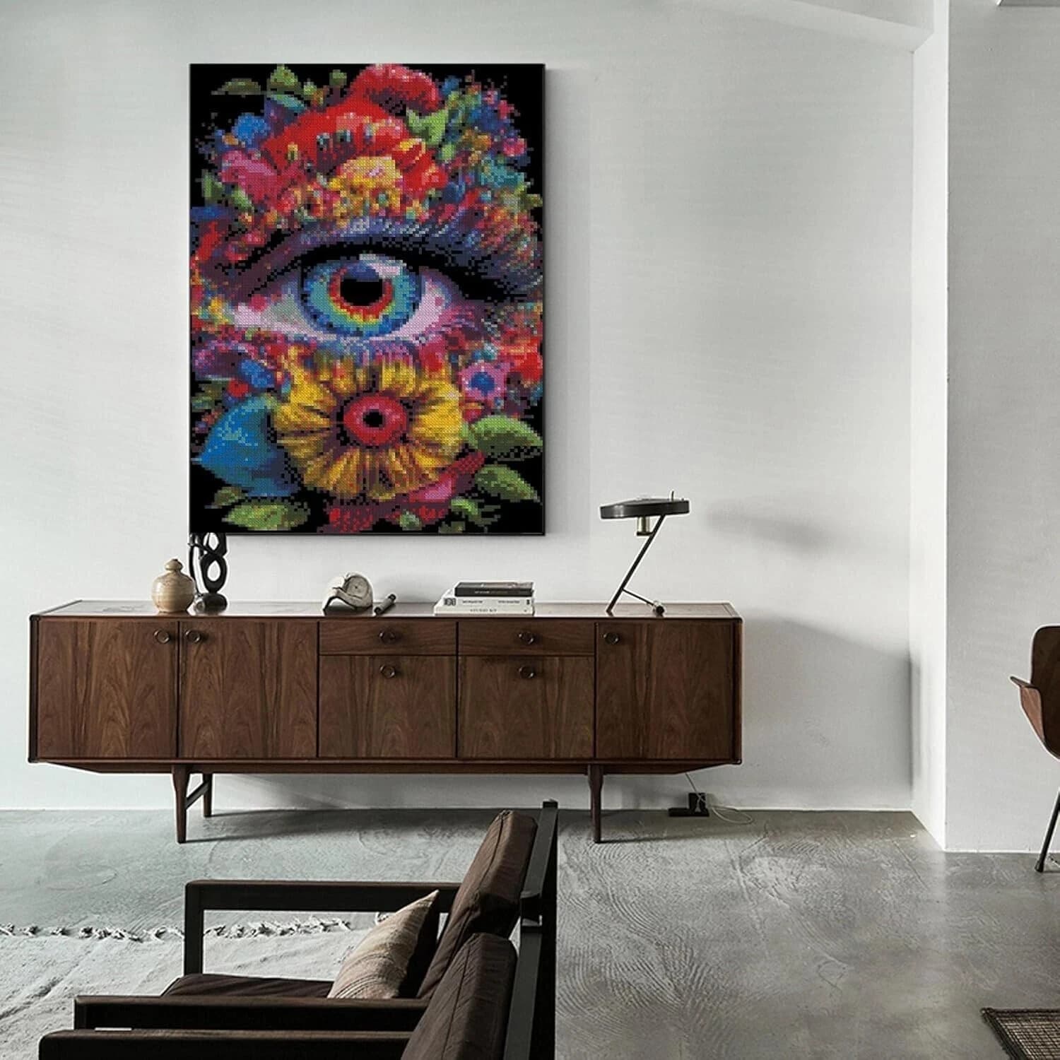 Trippy Eye Stamped Cross Stitch Kits - Needlepoint Counted Cross Stitch Kits for - Thumbnail 2