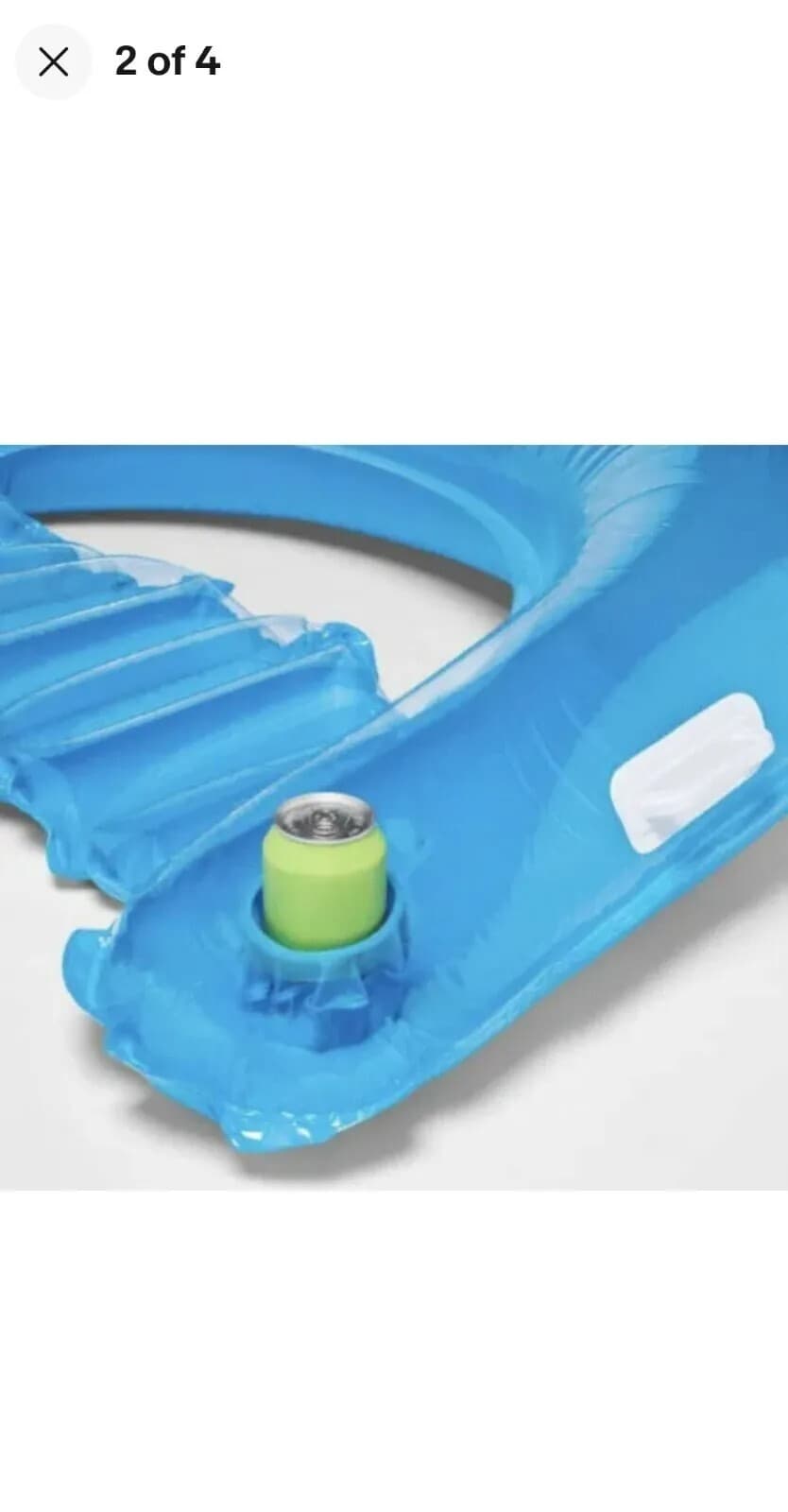 Sun Squad Inflatable Lounge Chair Built-in Cup Holder Pool Float Blue 4 ft Long - Thumbnail 4