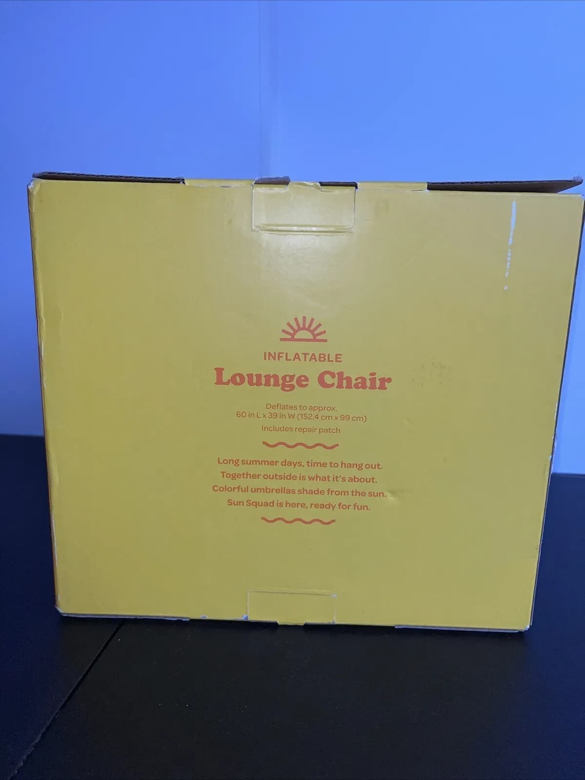 Sun Squad Inflatable Lounge Chair Built-in Cup Holder Pool Float Blue 4 ft Long - Thumbnail 2