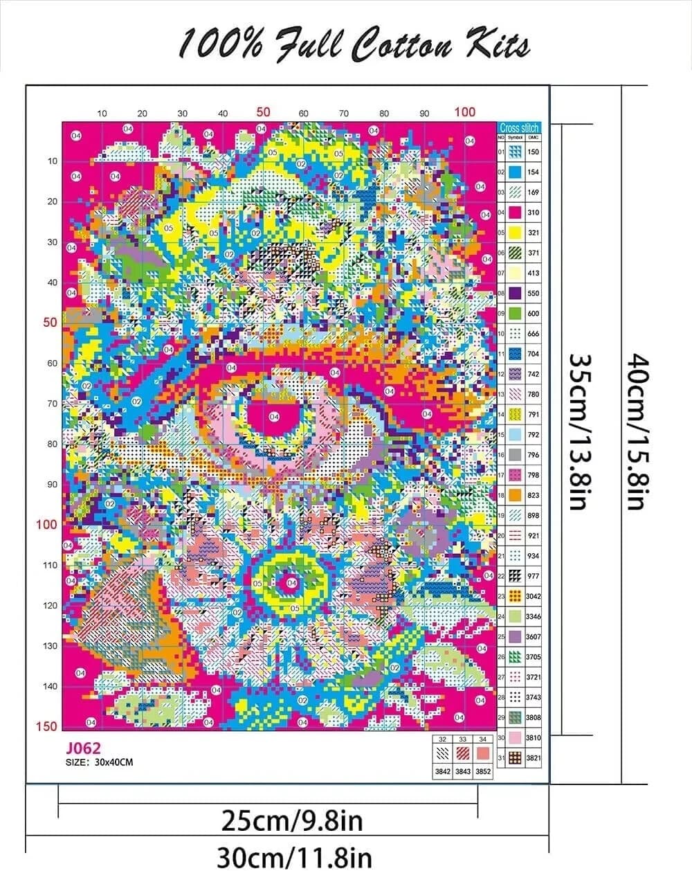 Trippy Eye Stamped Cross Stitch Kits - Needlepoint Counted Cross Stitch Kits for - Thumbnail 6