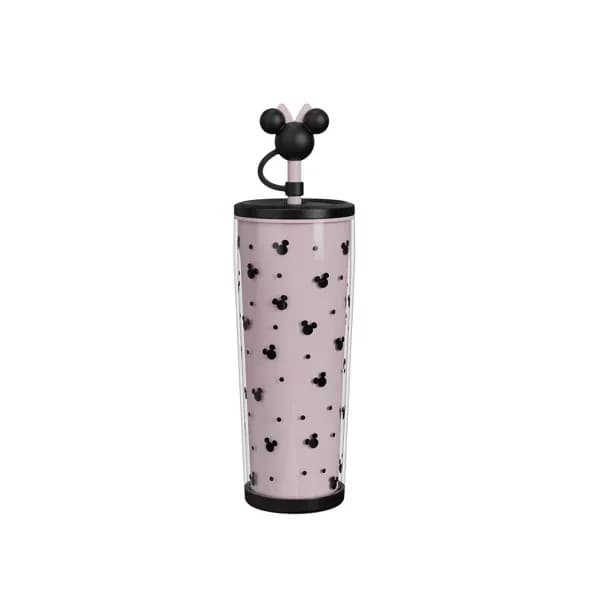 Zak Designs 25oz Minnie Mouse Double-Wall Plastic Straw Tumbler with Topper NEW - Thumbnail 3