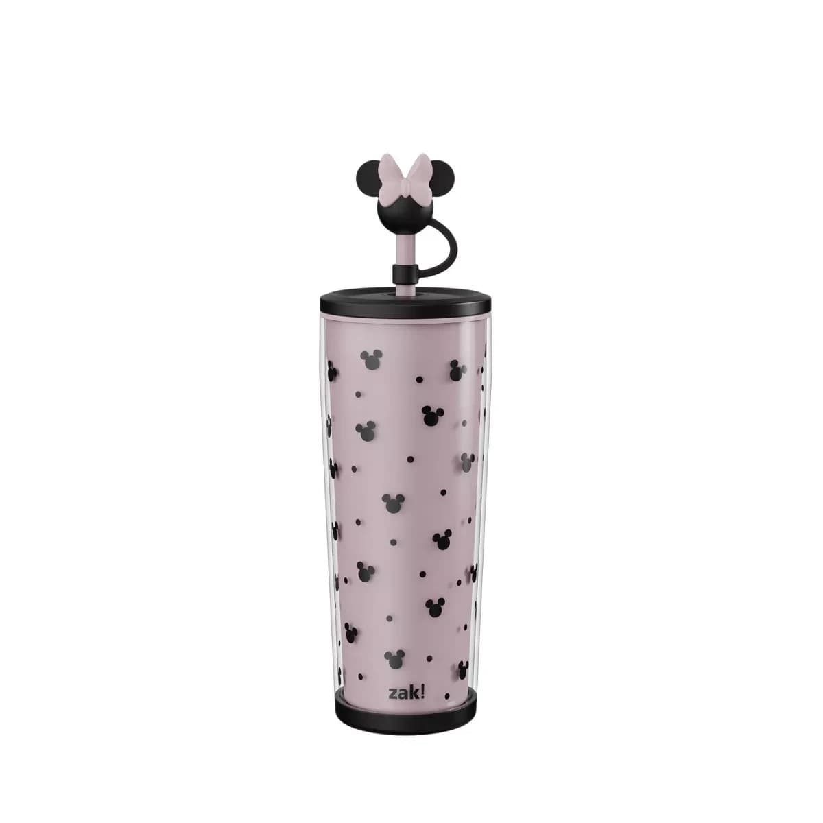 Zak Designs 25oz Minnie Mouse Double-Wall Plastic Straw Tumbler with Topper NEW - Image 1