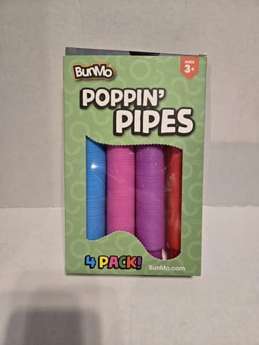 BunMo Pop Tubes 4pack Poppin Pipes Sensory Toys Fine Motor Skills Toddler Fidget - Image 1