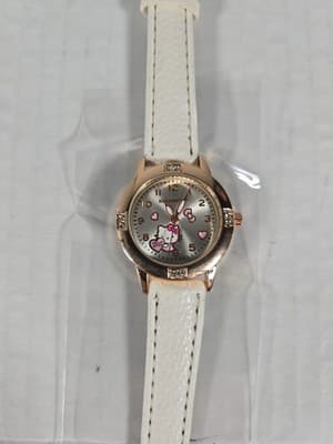 Hello Kitty Watch Stainless Steel Faux White Band Pink Accents NEW - Thumbnail 2