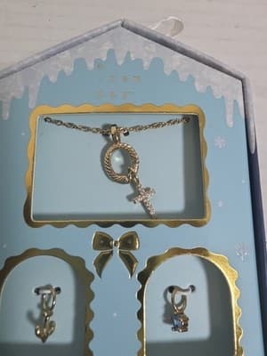 A New Day 14K Gold Dipped Interchangeable Charm Necklace Set Cubic Zirconia 16in - Thumbnail 4