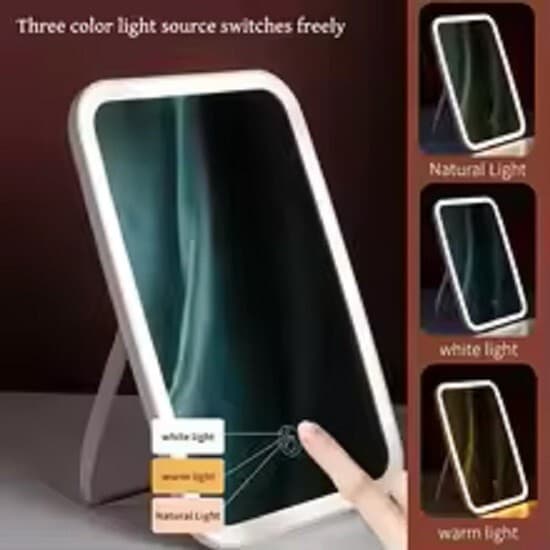 LED Travel Lighted Makeup Mirror 3 Colors Light Modes Portable Mirror with Light - Image 1