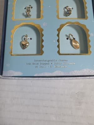 A New Day 14K Gold Dipped Interchangeable Charm Necklace Set Cubic Zirconia 16in - Thumbnail 5