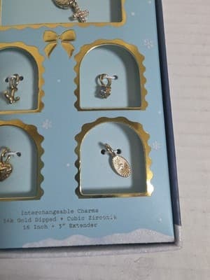 A New Day 14K Gold Dipped Interchangeable Charm Necklace Set Cubic Zirconia 16in - Thumbnail 3