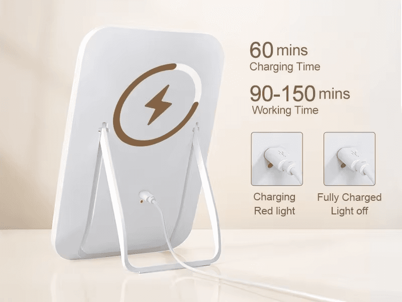 LED Travel Lighted Makeup Mirror 3 Colors Light Modes Portable Mirror with Light - Thumbnail 8