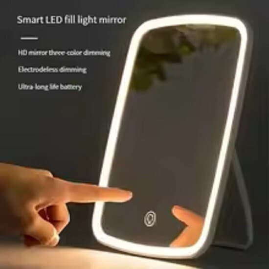LED Travel Lighted Makeup Mirror 3 Colors Light Modes Portable Mirror with Light - Thumbnail 2