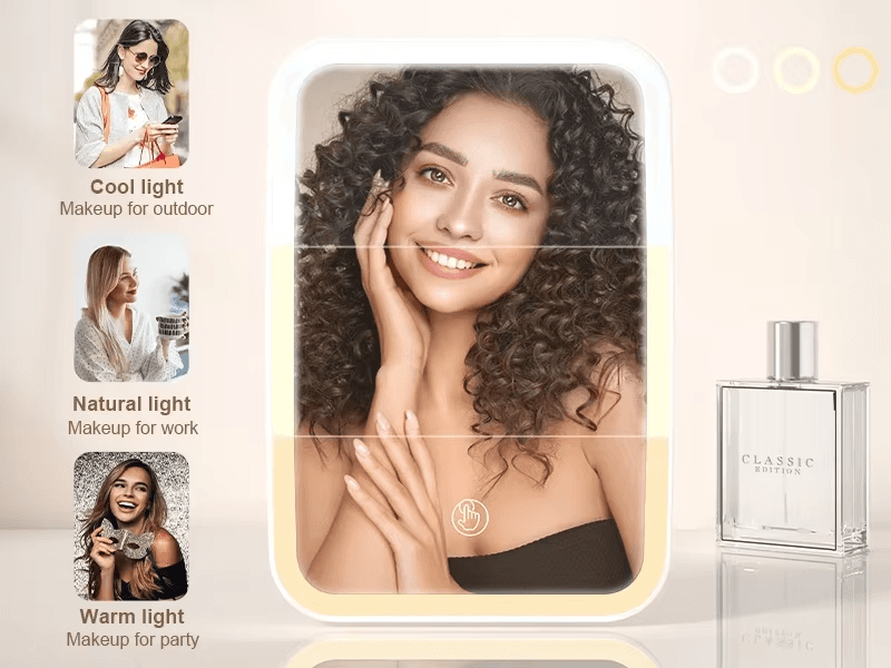 LED Travel Lighted Makeup Mirror 3 Colors Light Modes Portable Mirror with Light - Thumbnail 10