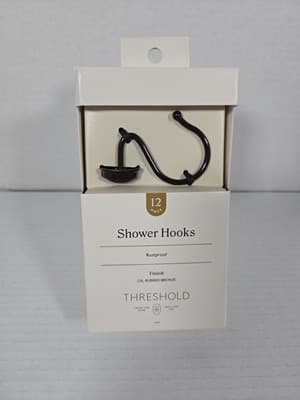 Threshold Oil-Rubbed Bronze Shower Hooks 12 Pieces Rustproof New - Image 1