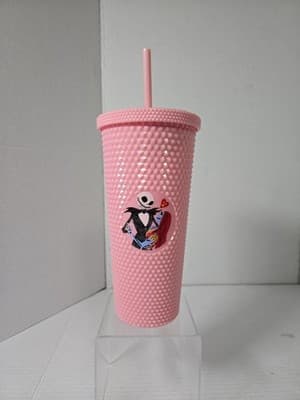 20 oz Plastic Textured Tumbler Pink Disney Nightmare Before Christmas - Image 1