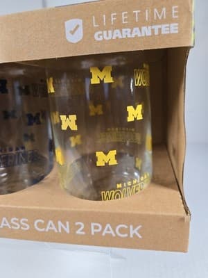Michigan Wolverines 16oz Glass Can 2pk - Thumbnail 4