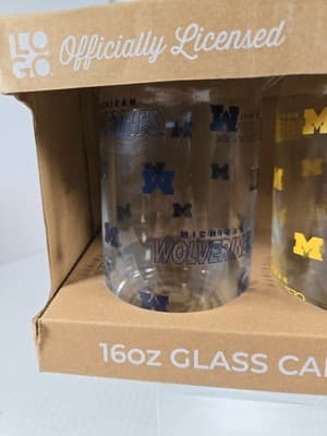 Michigan Wolverines 16oz Glass Can 2pk - Thumbnail 3