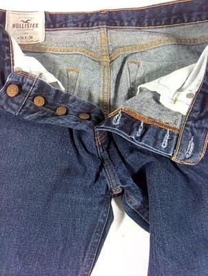 The Hollister Straight Slim Jeans Men's 34x34 Dark Wash buttonfly - Thumbnail 9