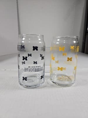 Michigan Wolverines 16oz Glass Can 2pk - Thumbnail 5