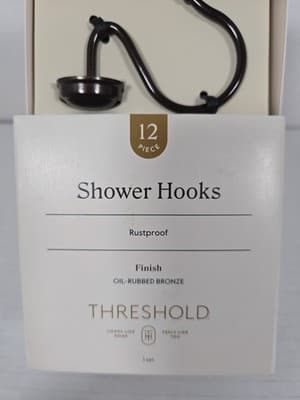 Threshold Oil-Rubbed Bronze Shower Hooks 12 Pieces Rustproof New - Thumbnail 3