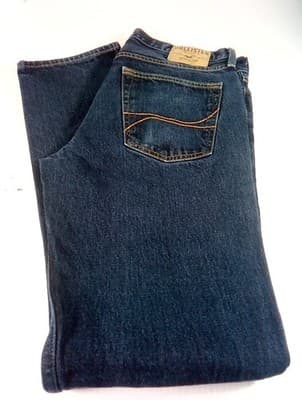 The Hollister Straight Slim Jeans Men's 34x34 Dark Wash buttonfly