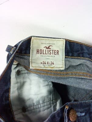 The Hollister Straight Slim Jeans Men's 34x34 Dark Wash buttonfly - Thumbnail 7