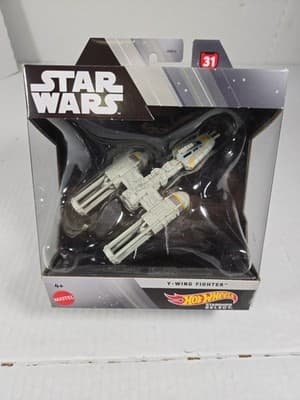 Star Wars Hot Wheels Starship #31 Y-WING FIGHTER Die-Cast with Stand HTF - Thumbnail 4