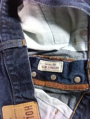 The Hollister Straight Slim Jeans Men's 34x34 Dark Wash buttonfly - Thumbnail 8