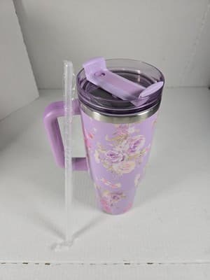 Rosa Beaux Purple Floral 40oz Stainless Steel Insulated Tumbler NEW - Thumbnail 5