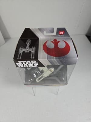 Star Wars Hot Wheels Starship #31 Y-WING FIGHTER Die-Cast with Stand HTF - Thumbnail 2