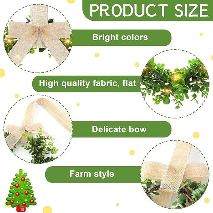 Zeyune 32 Pieces Lighted Christmas Wreath Set, 16 Pcs Christmas Kitchen Cabinet - Thumbnail 4