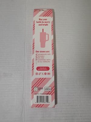 CharCharms 6pk 40oz Holiday Glitter Water Bottle Straws - Red Green Silver NEW! - Thumbnail 2