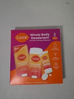 Lume Whole Body Smooth Solid Deodorant Stick & Mini Cream Set Tangerine - Image 1