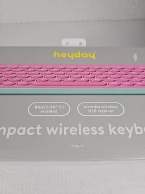 Heyday Pink Bluetooth Wireless Keyboard Windows Mac PC Laptop Silent Typing New - Thumbnail 5