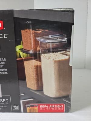 Rubbermaid Brilliance Plastic Food Storage Pantry Baking Set, 3 Containers wi... - Thumbnail 6