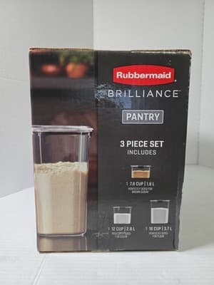 Rubbermaid Brilliance Plastic Food Storage Pantry Baking Set, 3 Containers wi... - Thumbnail 7