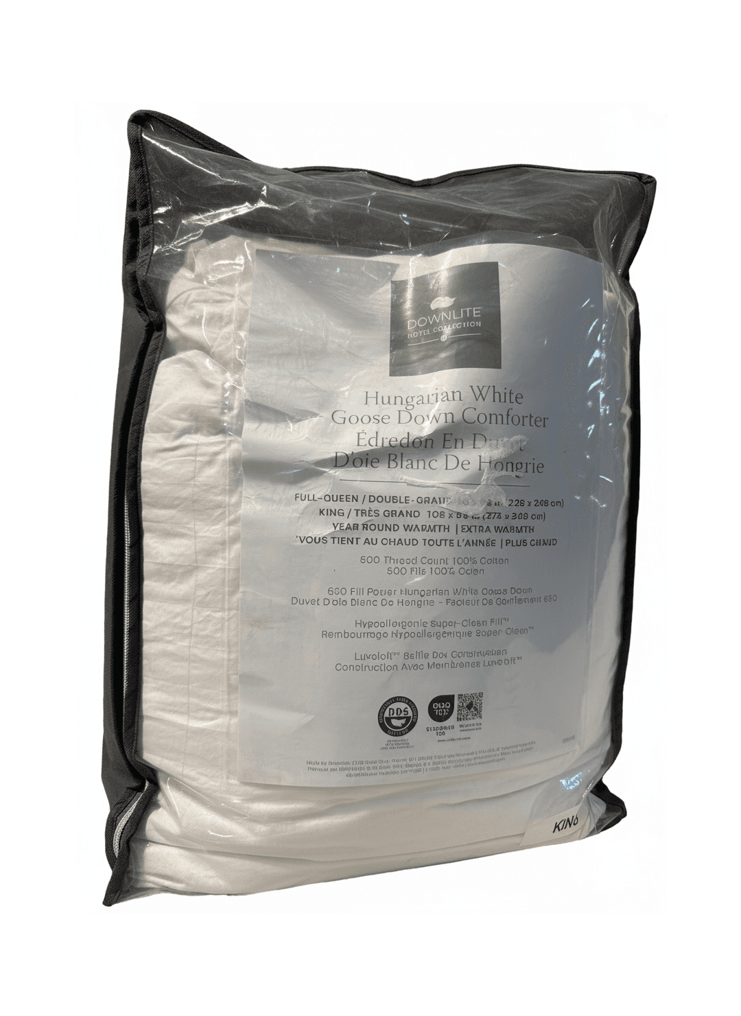 Hungarian White Goose Down Comforter Cotton 650 Fill KING - Image 1