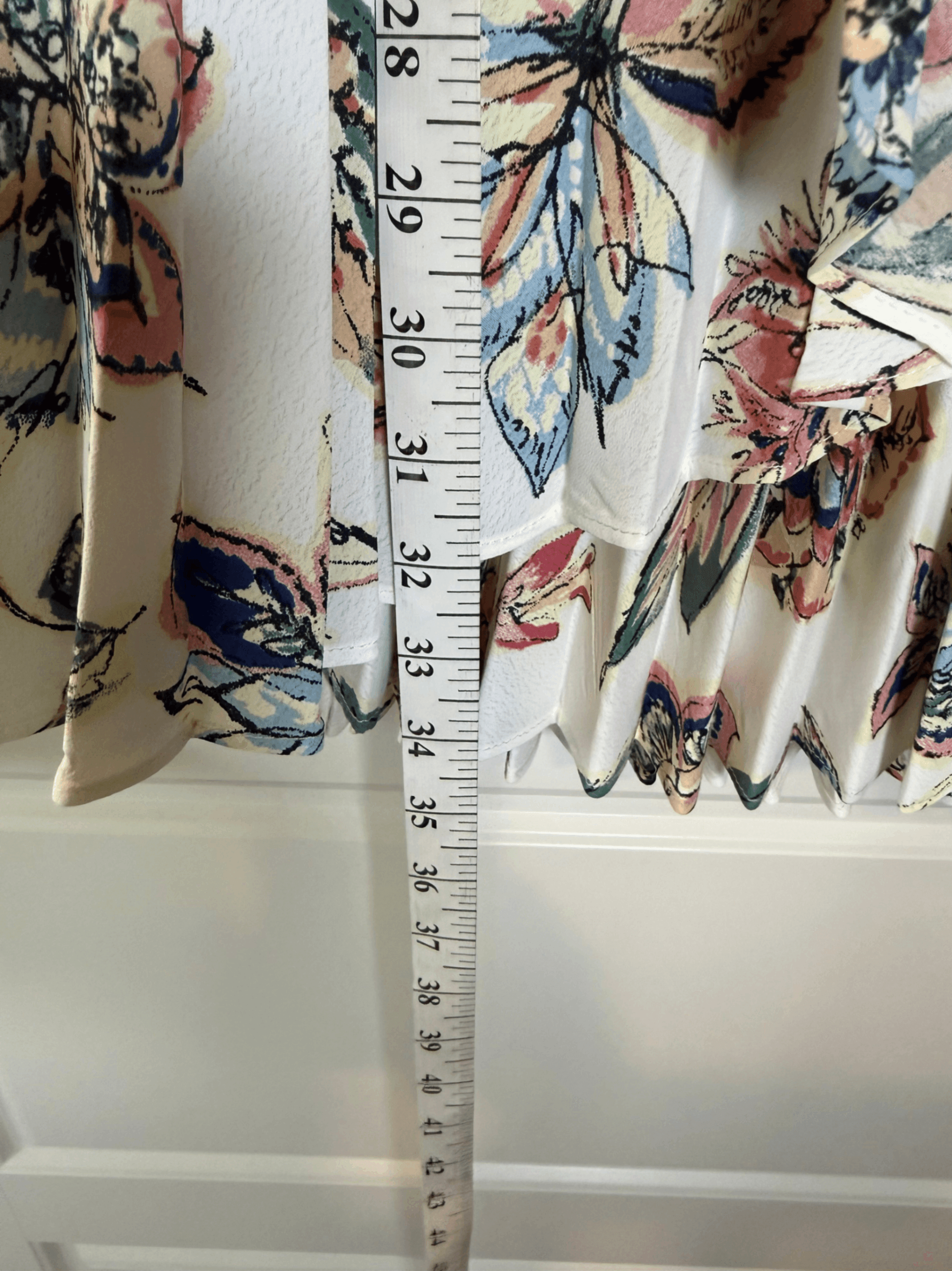 Floral Pleated wrap Skirt - White with Colorful Print - Thumbnail 4