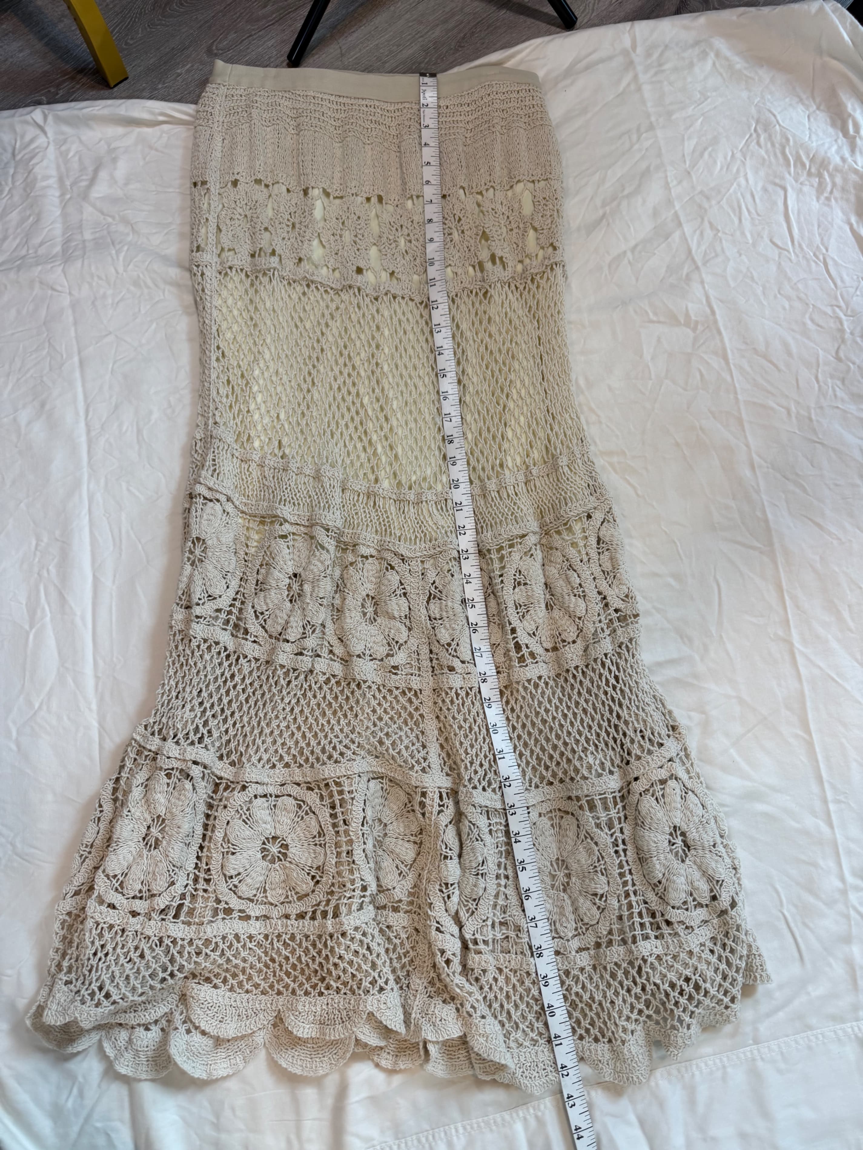 Vintage Crochet Maxi Skirt with Floral Pattern