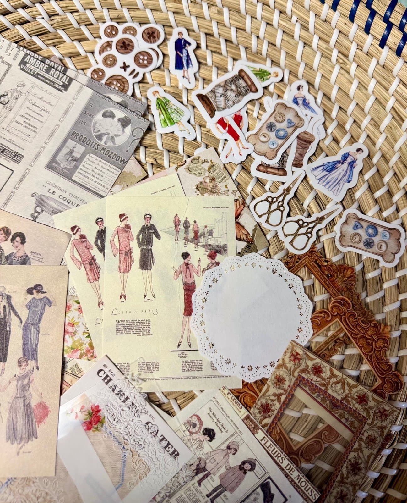 60+ Curated Bundle Vintage Fashion Stickers Papers, Frames for Scrapbooking NEW - Thumbnail 5
